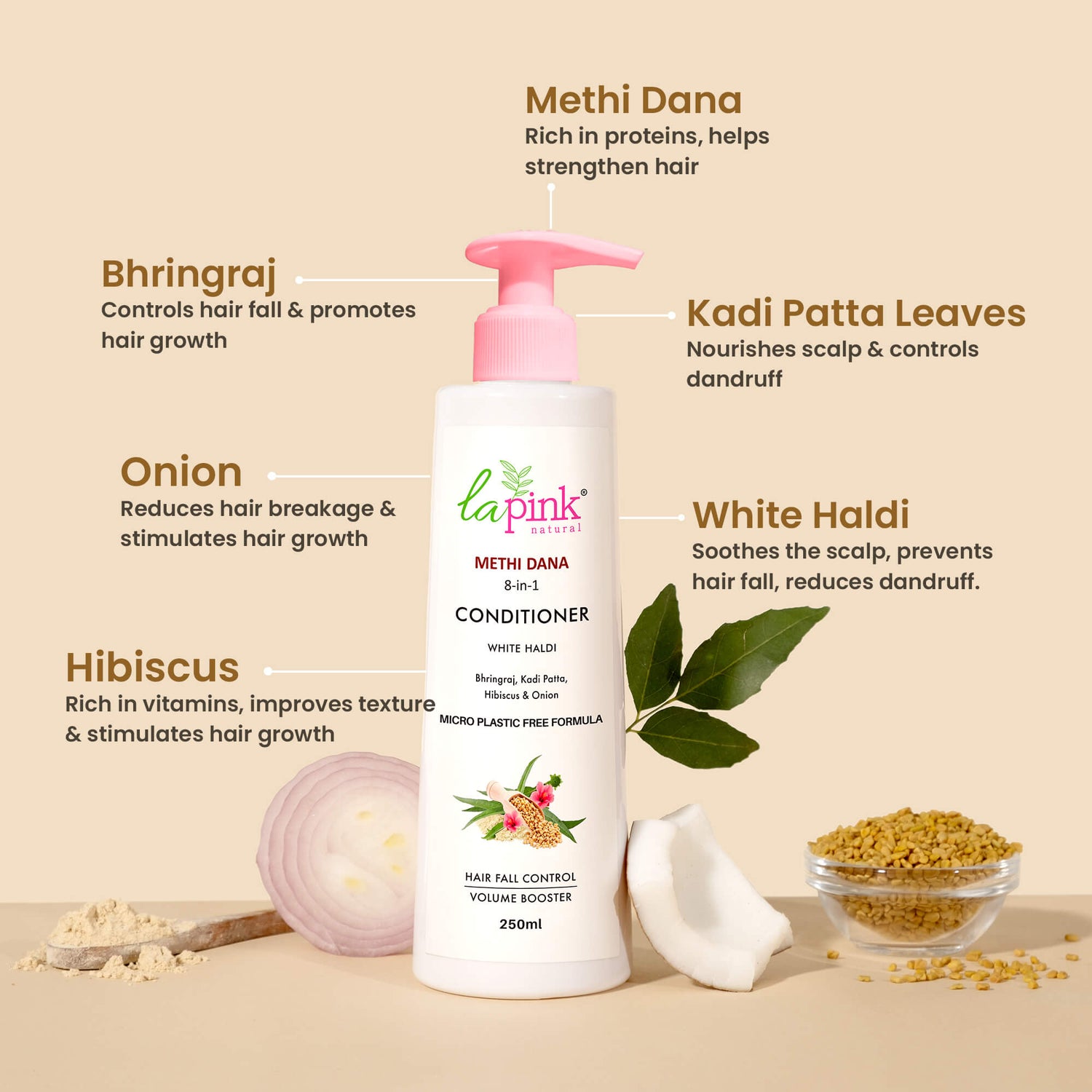 La Pink Color Protect Shampoo &amp; Methi Dana Conditioner For Color Treated Hair Combo Pack of2