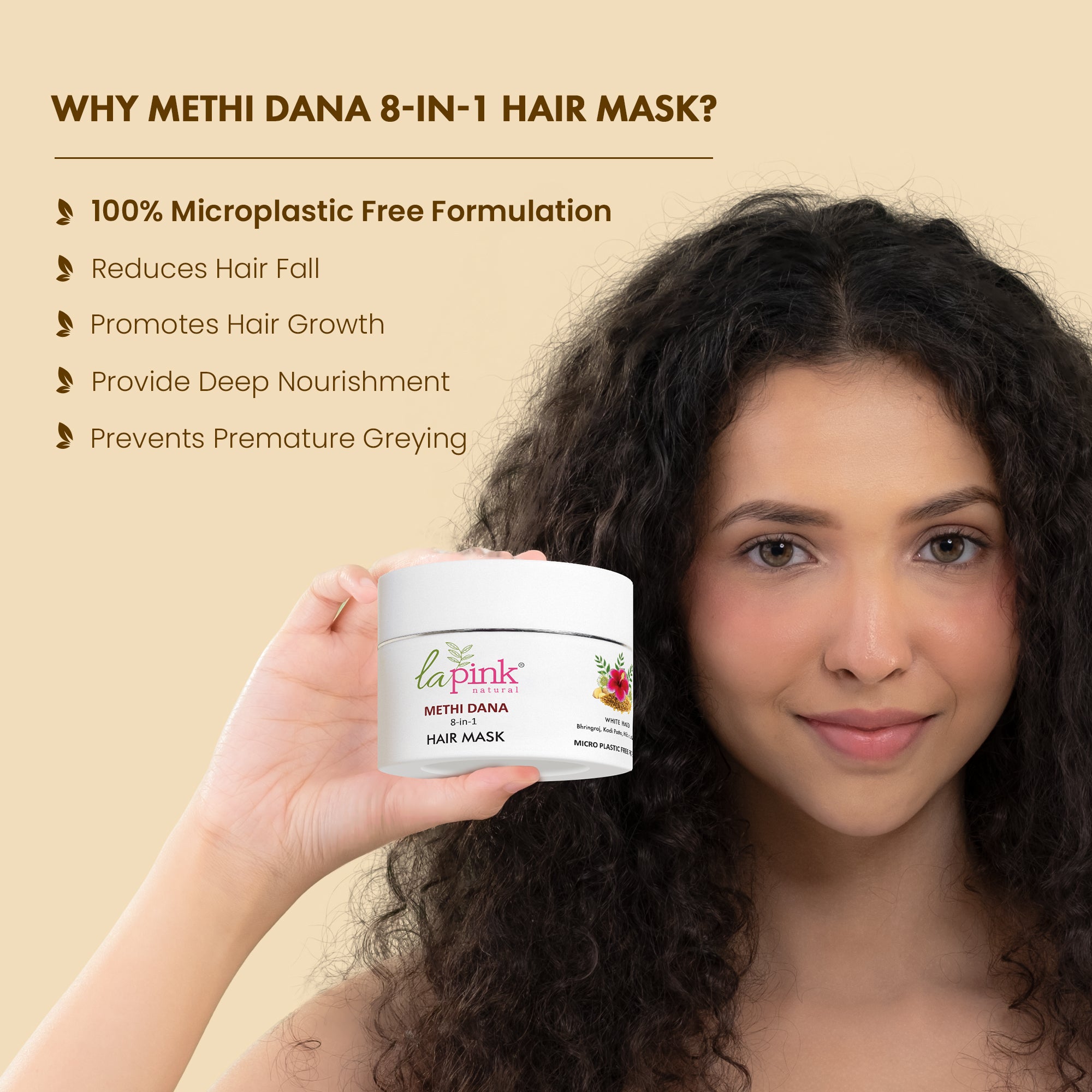 Methi Dana 8-in-1 Hair Mask with White Haldi for Hair Fall Control &amp; promoting Hair Growth