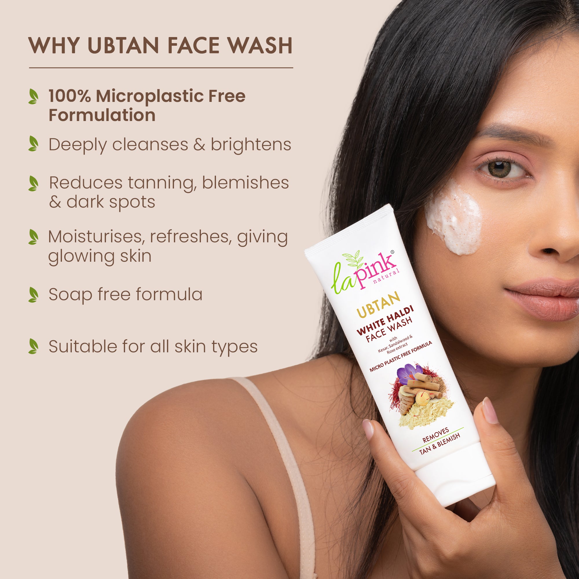 Ubtan White Haldi Face Wash With Saffron for Tan Removal