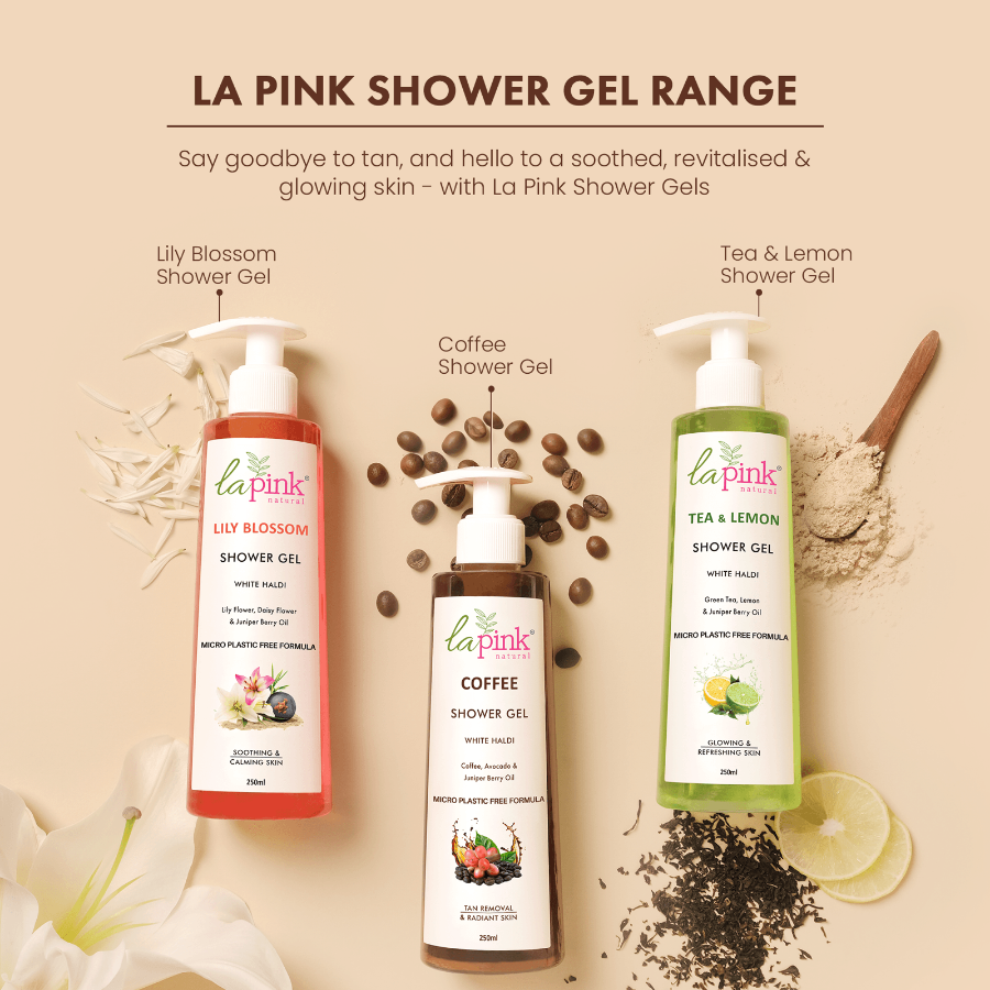 Coffee Shower Gel with White Haldi for Tan Removal and Radiant Skin - La Pink