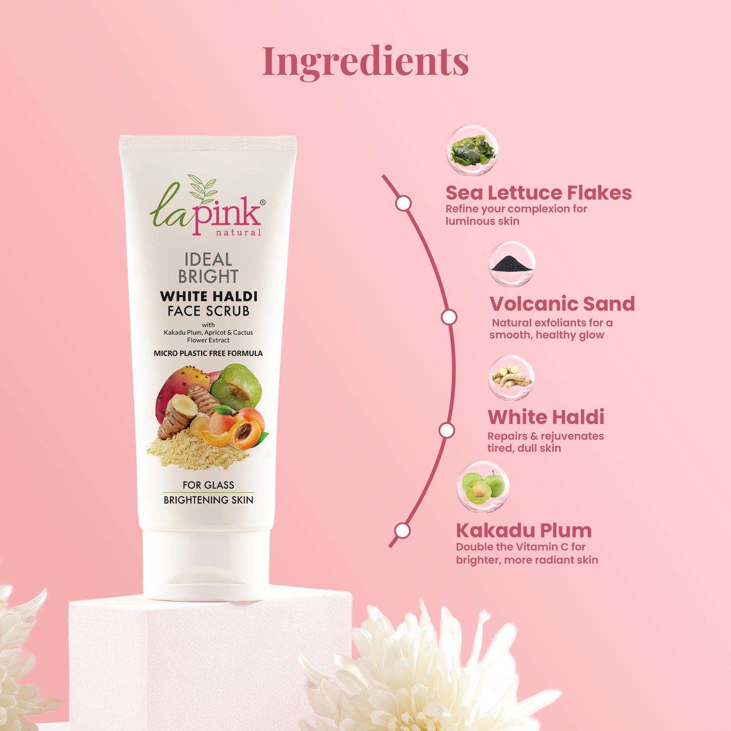 Ideal Bright Face Scrub With White Haldi &amp; Kakadu Plum for Brightened Glass Skin