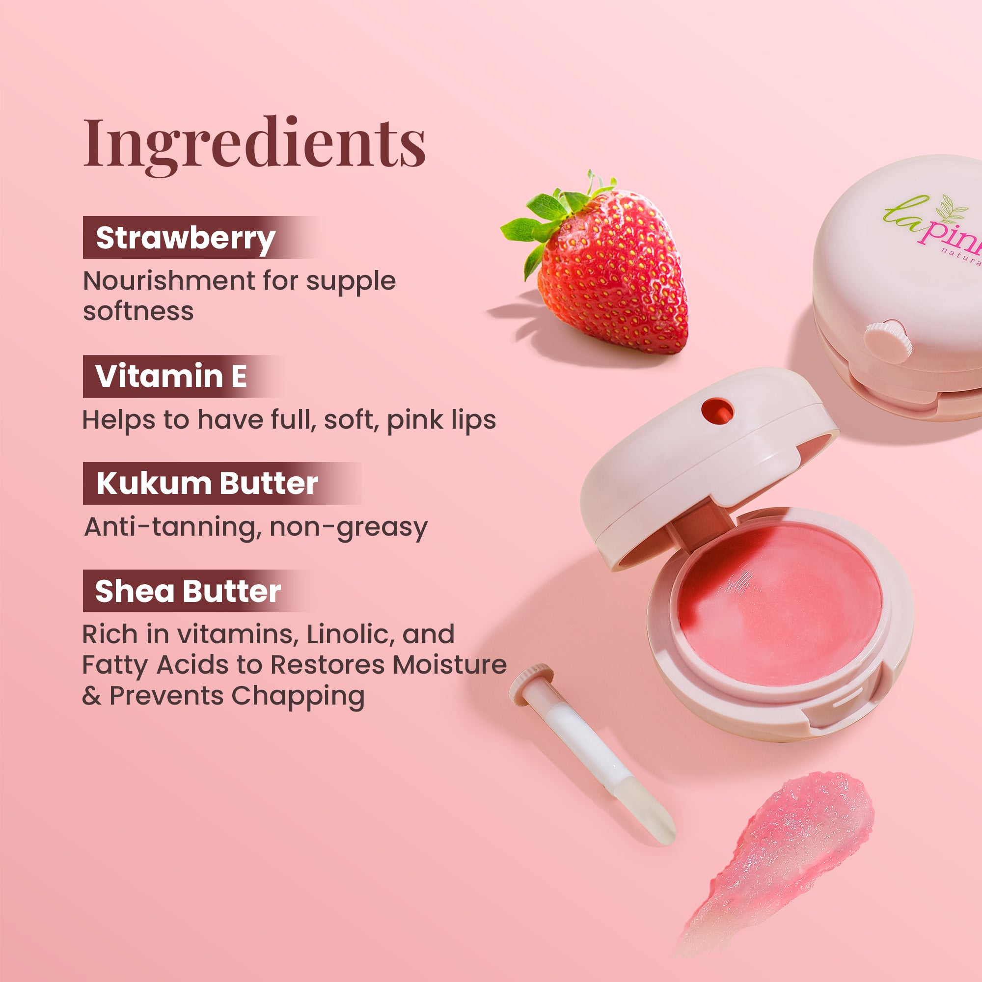 Strawberry Lip Care with White Haldi for Shiny &amp; Natural Tint