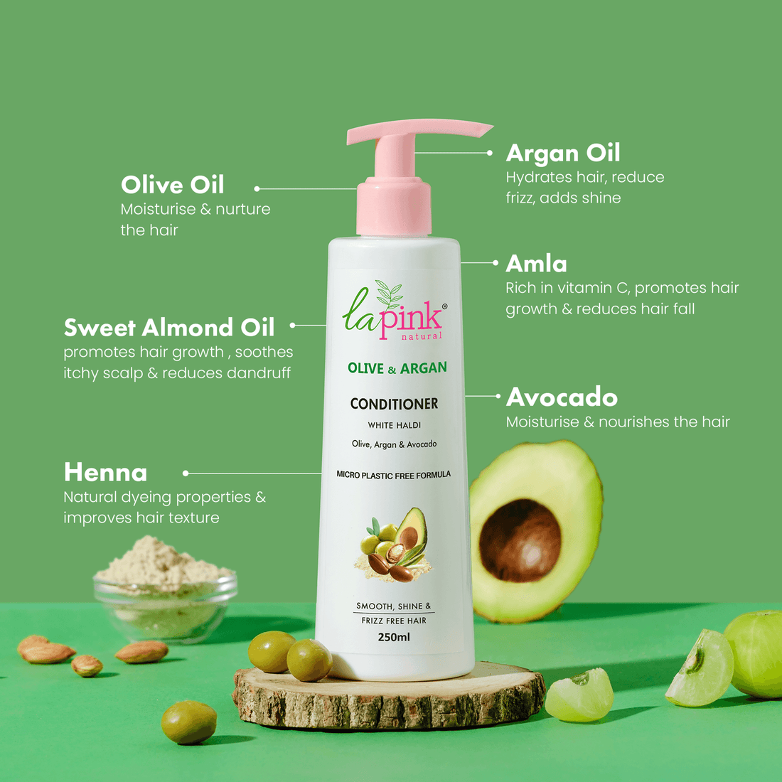 Olive &amp; Argan Conditioner for smooth and frizz-free hair - La Pink