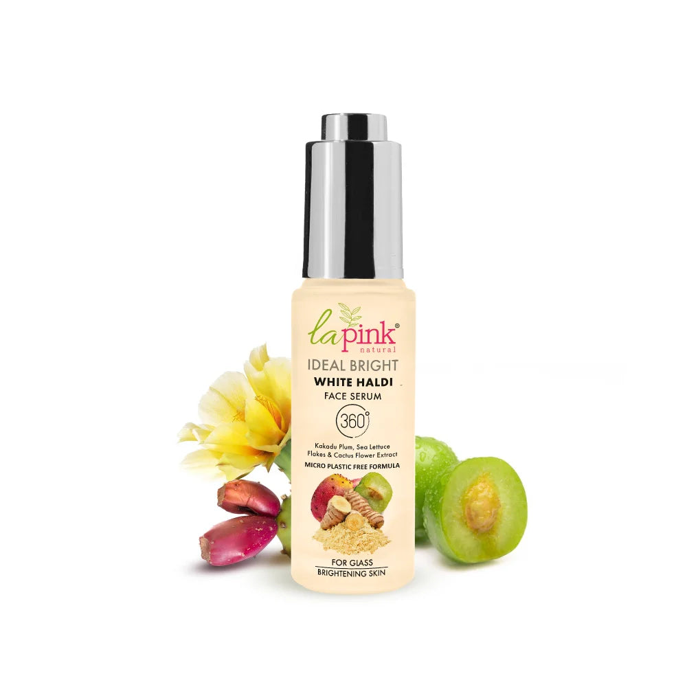 Ideal Bright Face Serum with White Haldi &amp; Sea Lettuce flakes for Brightened Glass Skin