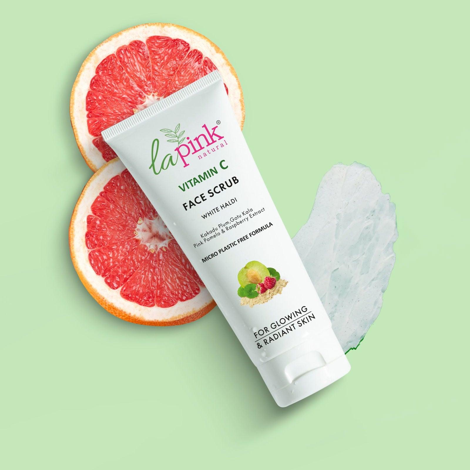 Vitamin C Face Scrub with White Haldi for Glowing &amp; Radiant Skin - La Pink