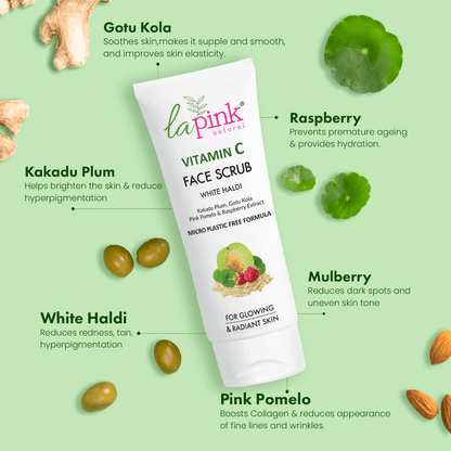 Vitamin C Face Scrub with White Haldi for Glowing &amp; Radiant Skin - La Pink