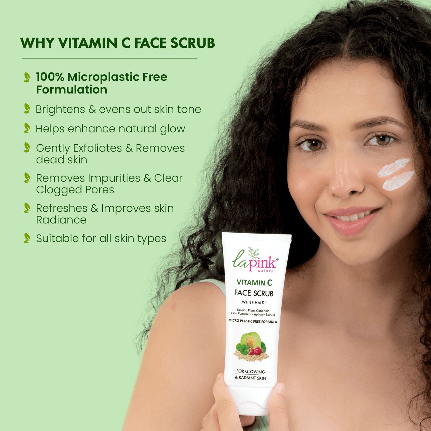 Vitamin C Face Scrub with White Haldi for Glowing &amp; Radiant Skin - La Pink