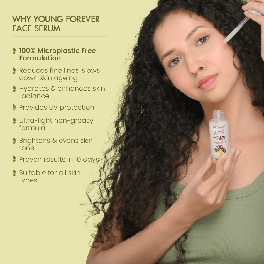 Young Forever Face Serum With White Haldi To Enhance Radiance &amp; Reduce Fine Lines - La Pink