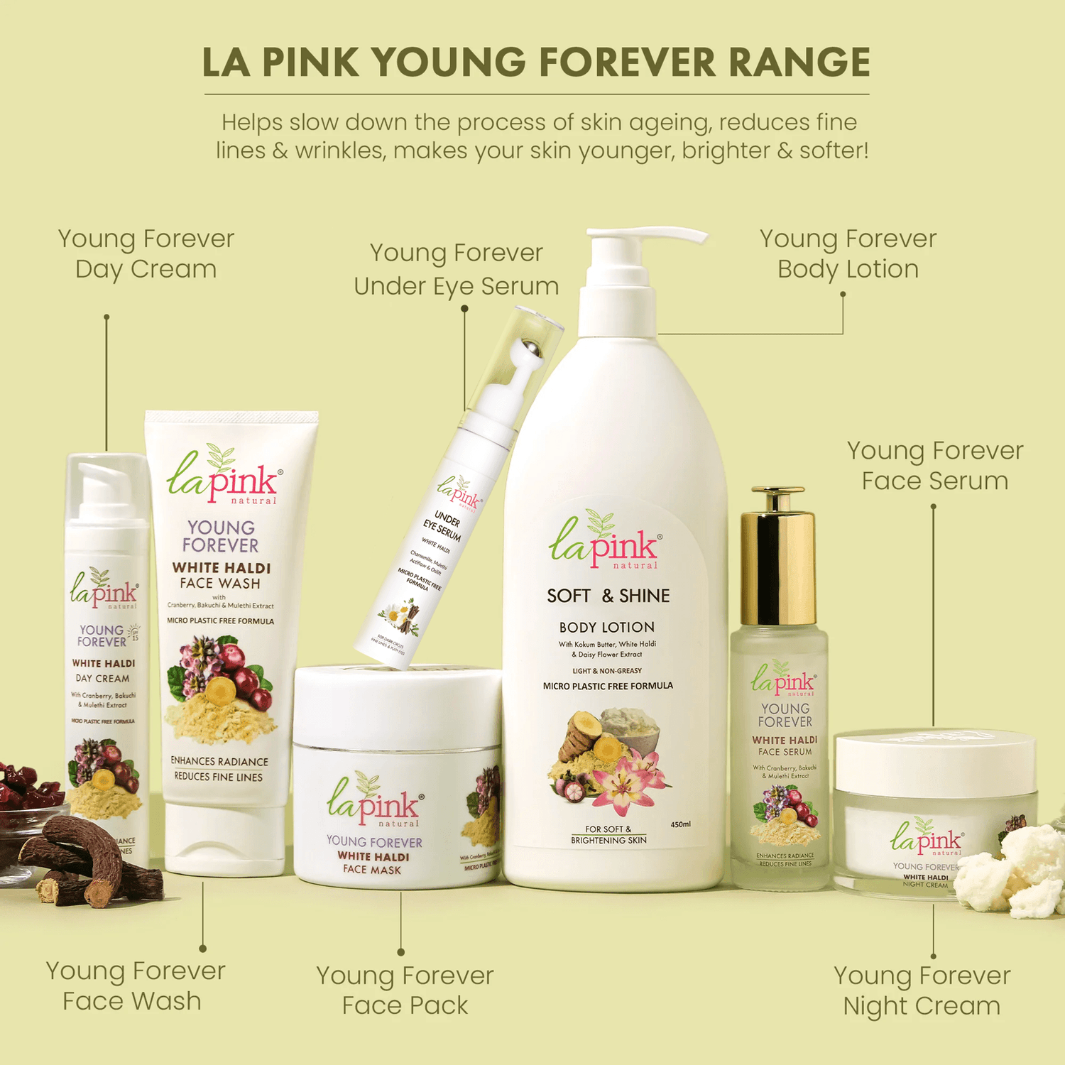 Young Forever Face Serum With White Haldi To Enhance Radiance &amp; Reduce Fine Lines - La Pink